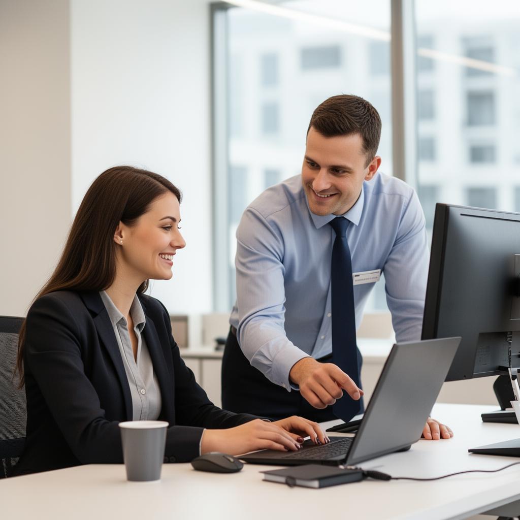 IT support team helping a client