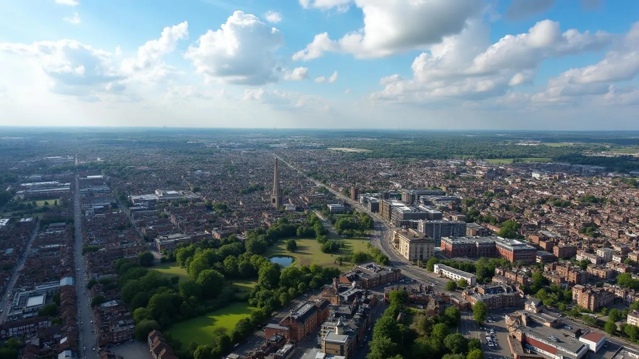 Aerial view of Doncaster, South Yorkshire